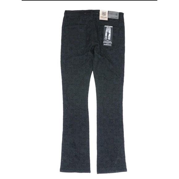 NWT Men’s ARMOR JEANS Black Jeans 34 X 36 Patterned Lacey Type Stack - Picture 2 of 6